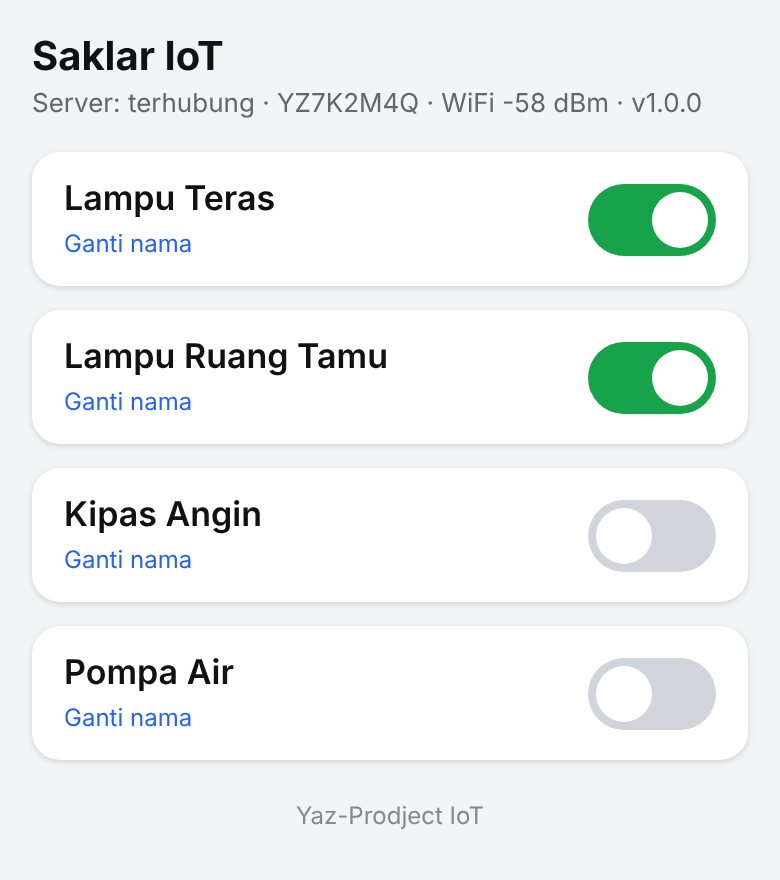 Halaman web lokal alat dengan 4 saklar